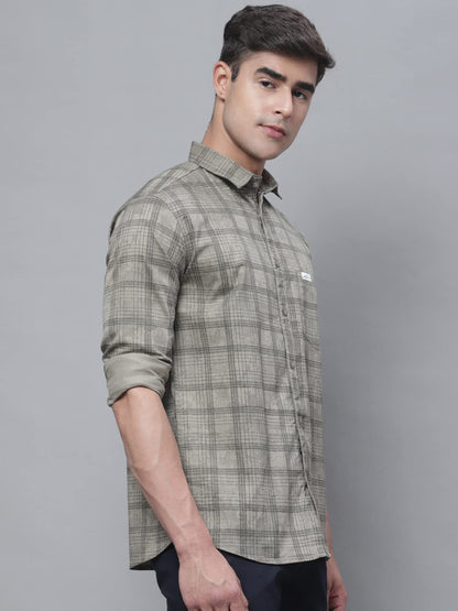 Majestic Man Cotton Checkered Slim Fit Casual Shirt