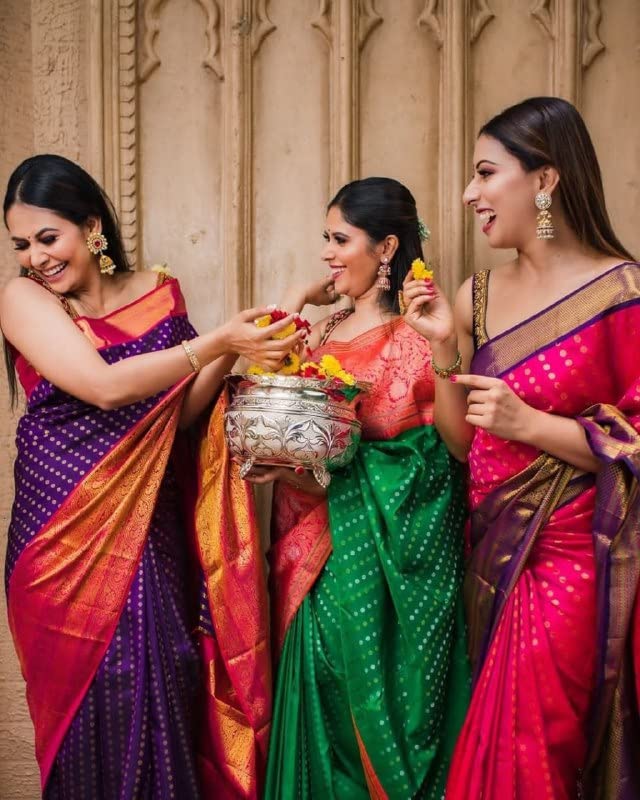 Women's Present Banarasi Soft Lichi Silk Saree