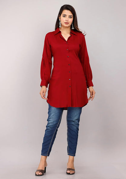 Myorica Women Regular Fit Spread Collar Casual Shirt