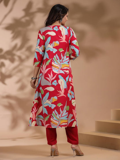 ANNI DESIGNER Women's Chanderi Straight Printed