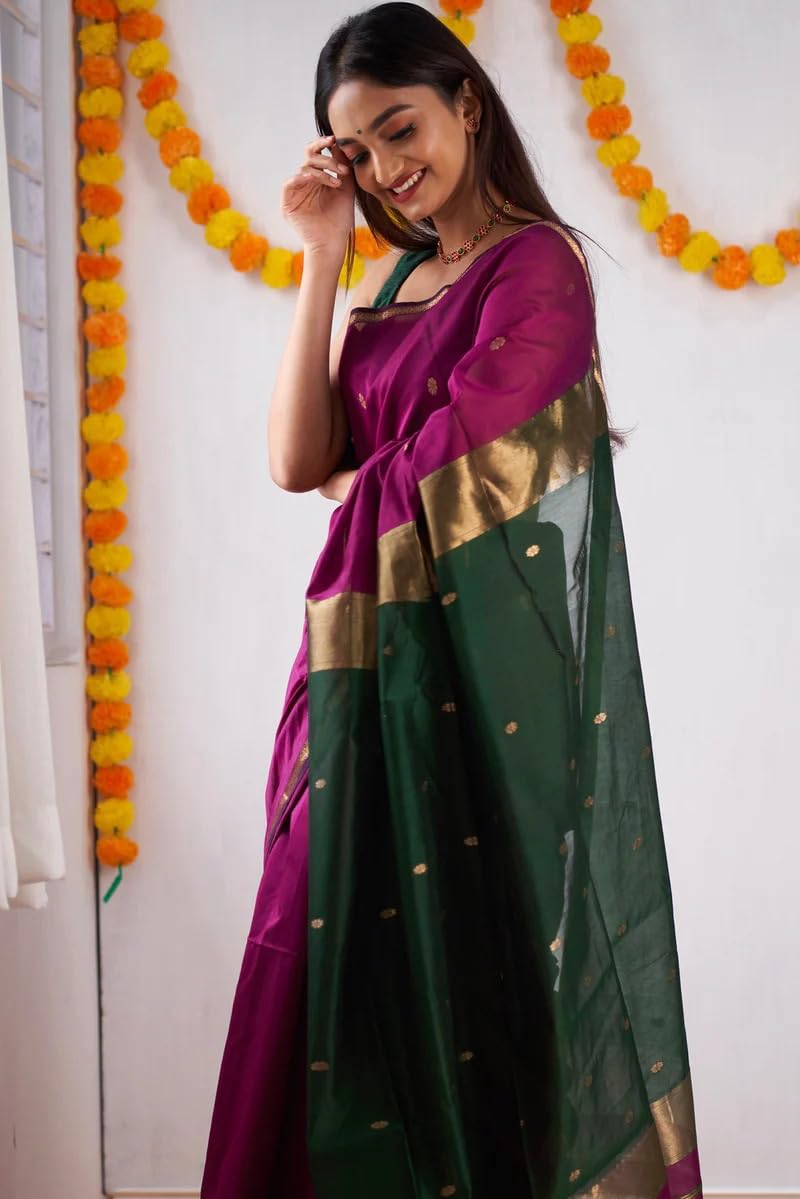 Women’s Printed Banarasi Cotton Silk Saree