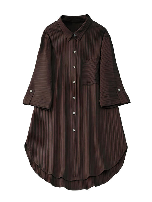 Shasmi Women's Brown Solid Color Woven Long Sleev
