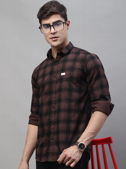 Majestic Man Cotton Checkered Slim Fit Casual Shirt