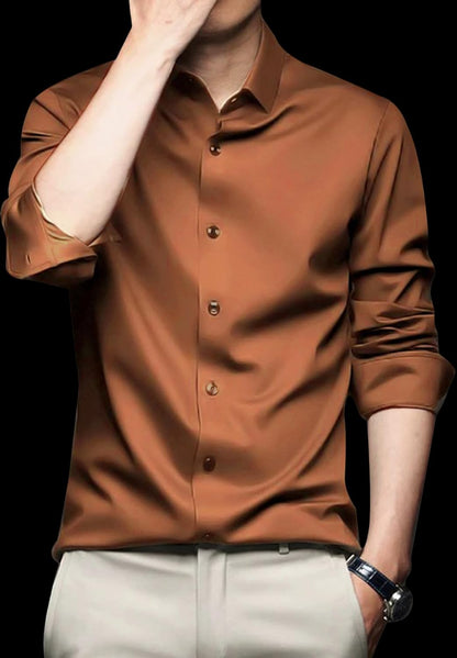IndoPrimo Men's Stylish Solid Satin Casual Shirt