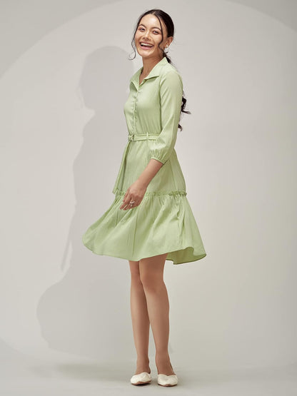 AASK Women Peplum Gathared Stylish Dress with Belt