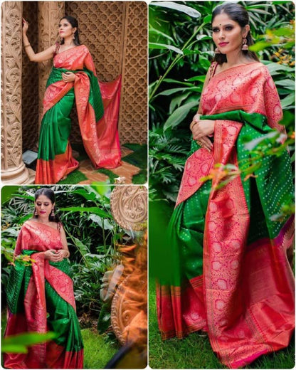 Women's Present Banarasi Soft Lichi Silk Saree