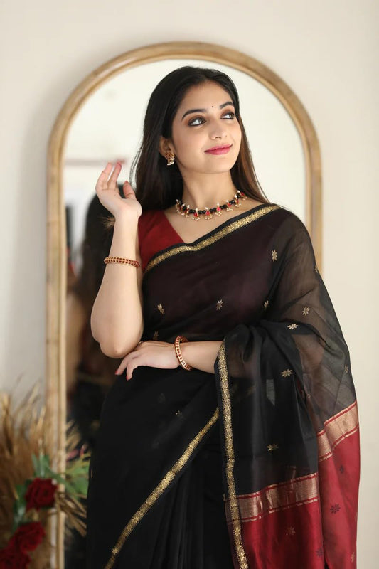 Women’s Printed Banarasi Cotton Silk Saree