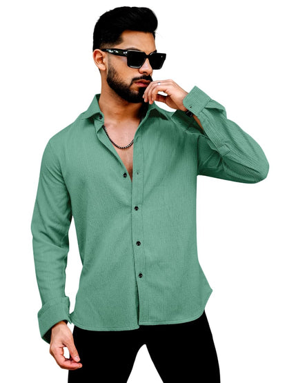 Men's Regular Fit Poly Popcorn Casual Shirt