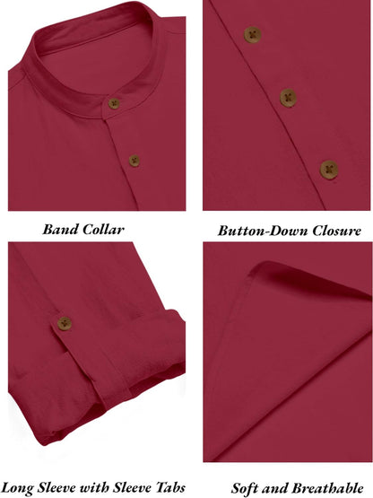 Zombom Men's Cotton Blend Mandarin Collar Self