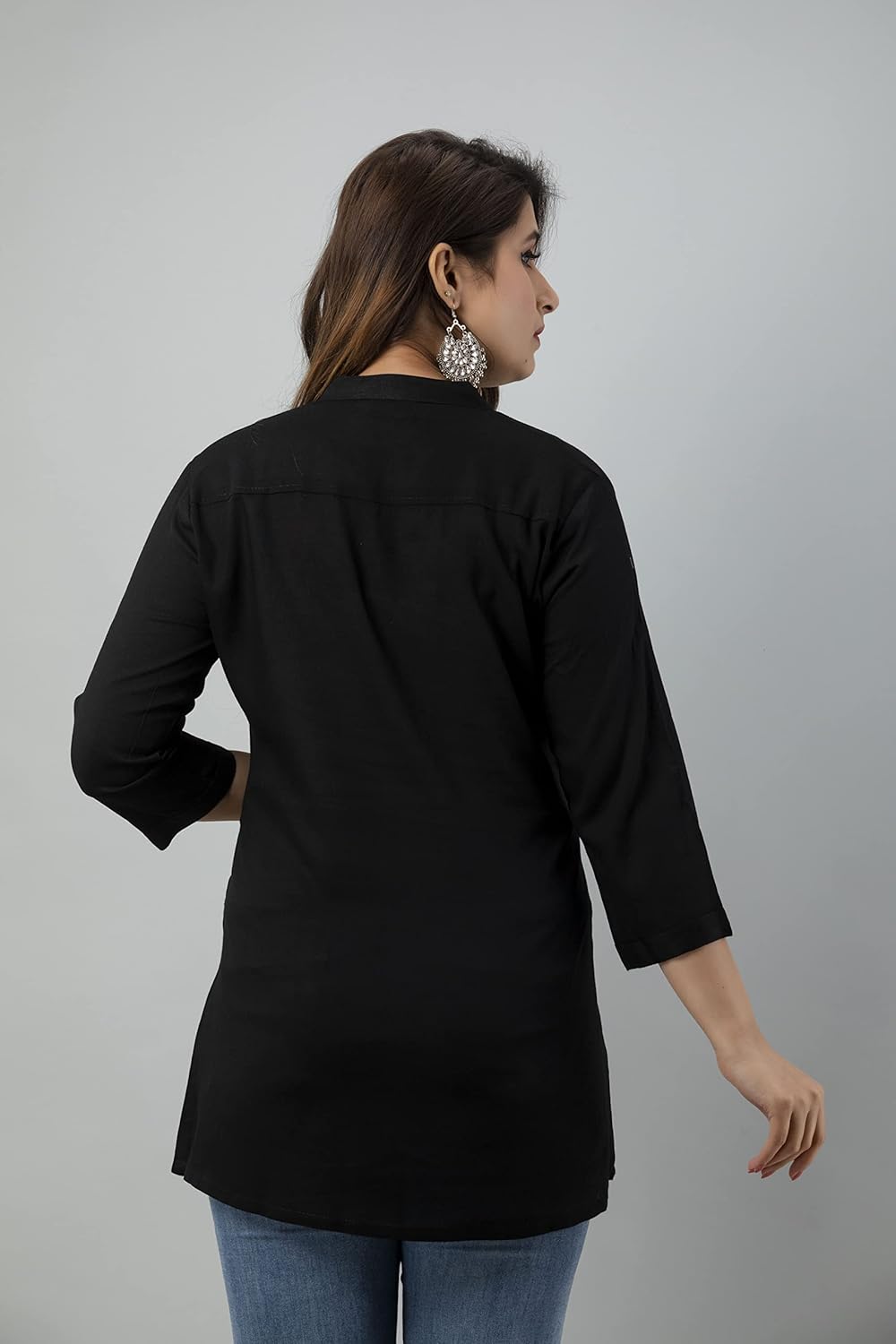 Kyraa Women Solid Tunic Top - Jeans Top