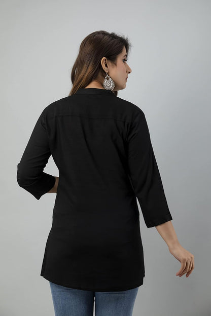 Kyraa Women Solid Tunic Top - Jeans Top