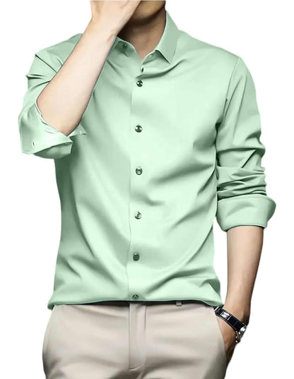 IndoPrimo Men's Stylish Solid Satin Casual Shirt