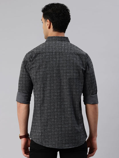 Majestic Man Cotton Checkered Slim Fit Casual Shirt
