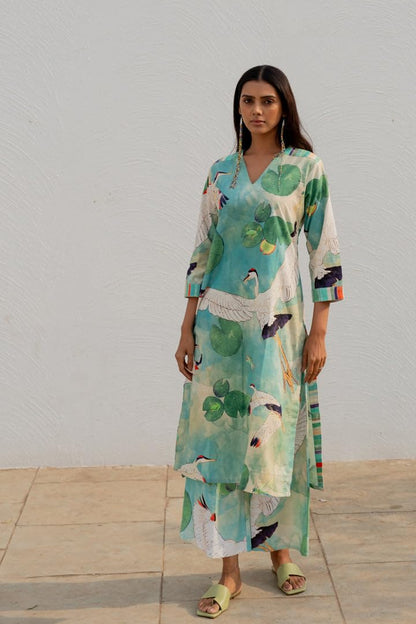 GoSriKi Women's Cotton Blend Kurta & Palazzo