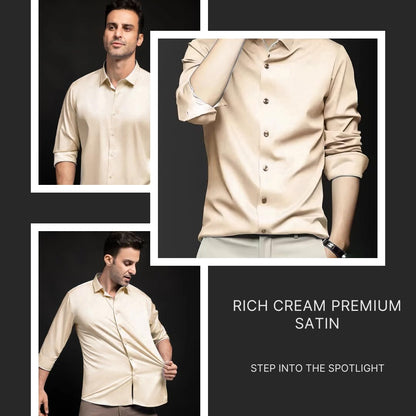 IndoPrimo Men's Stylish Solid Satin Casual Shirt