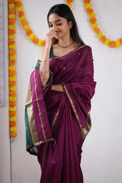 Women’s Printed Banarasi Cotton Silk Saree