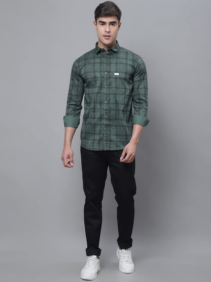 Majestic Man Cotton Checkered Slim Fit Casual Shirt