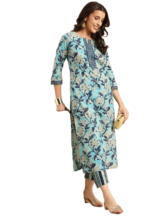ANNI DESIGNER Women'S Cotton Blend Kurta With Pant