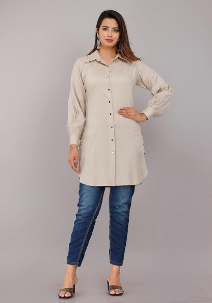 Myorica Women Regular Fit Spread Collar Casual Shirt