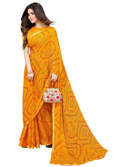 SIRIL Women's Chiffon Printed Saree with Blouse Piece