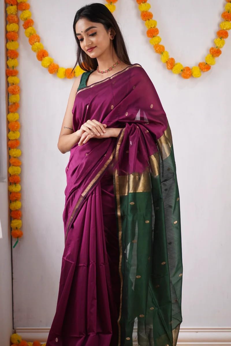 Women’s Printed Banarasi Cotton Silk Saree