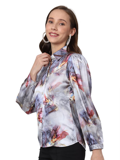 Urban Komfort Women's Abstract Print Full Sleeve Satin