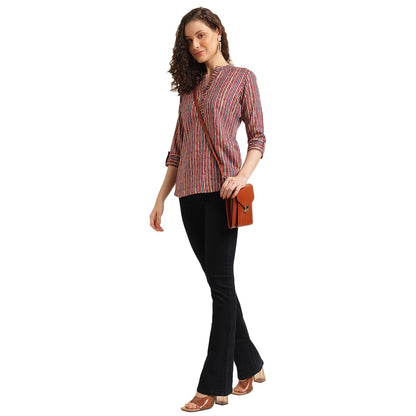 NAINVISH Tops for Women Printed Regular Fit Shirt Top for Women|Tops for Women Stylish Latest|Office Wear Tops for Women|Cotton Blend Tops for Women
