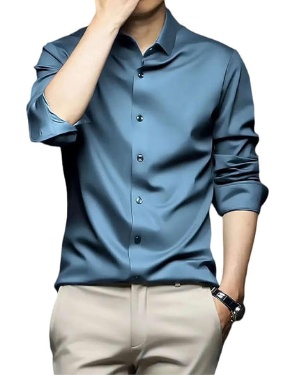 IndoPrimo Men's Stylish Solid Satin Casual Shirt