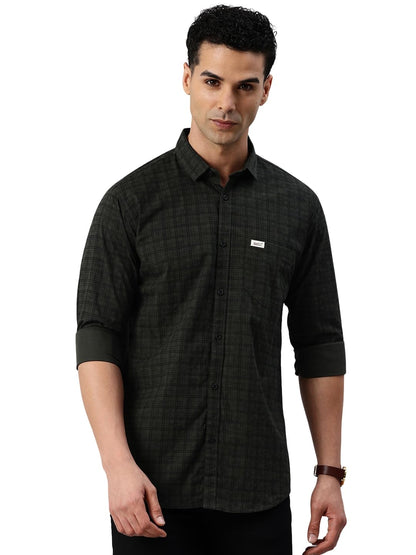 Majestic Man Cotton Checkered Slim Fit Casual Shirt