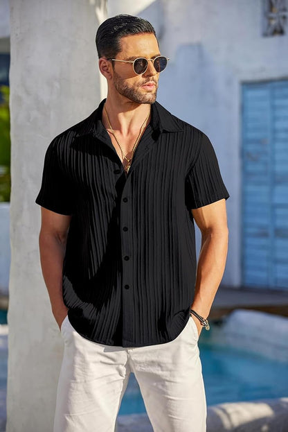 Mehrang Men's Casual Button Down Shirts Short Sleev