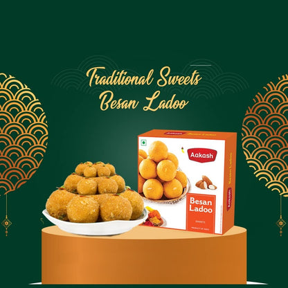 Aakash Namkeen Besan Ladoo | Made with Chickpea flour | Authentic Traditional Indian Sweets Besan Ladoo | 400 Gm