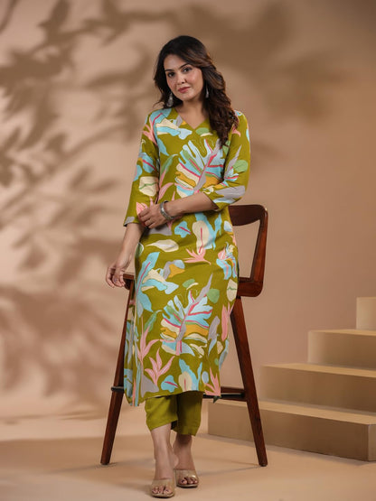 ANNI DESIGNER Women's Chanderi Straight Printed
