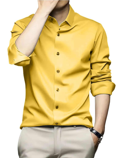 IndoPrimo Men's Stylish Solid Satin Casual Shirt