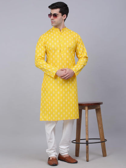 Jompers Men's Cotton Floral Printed Kurta