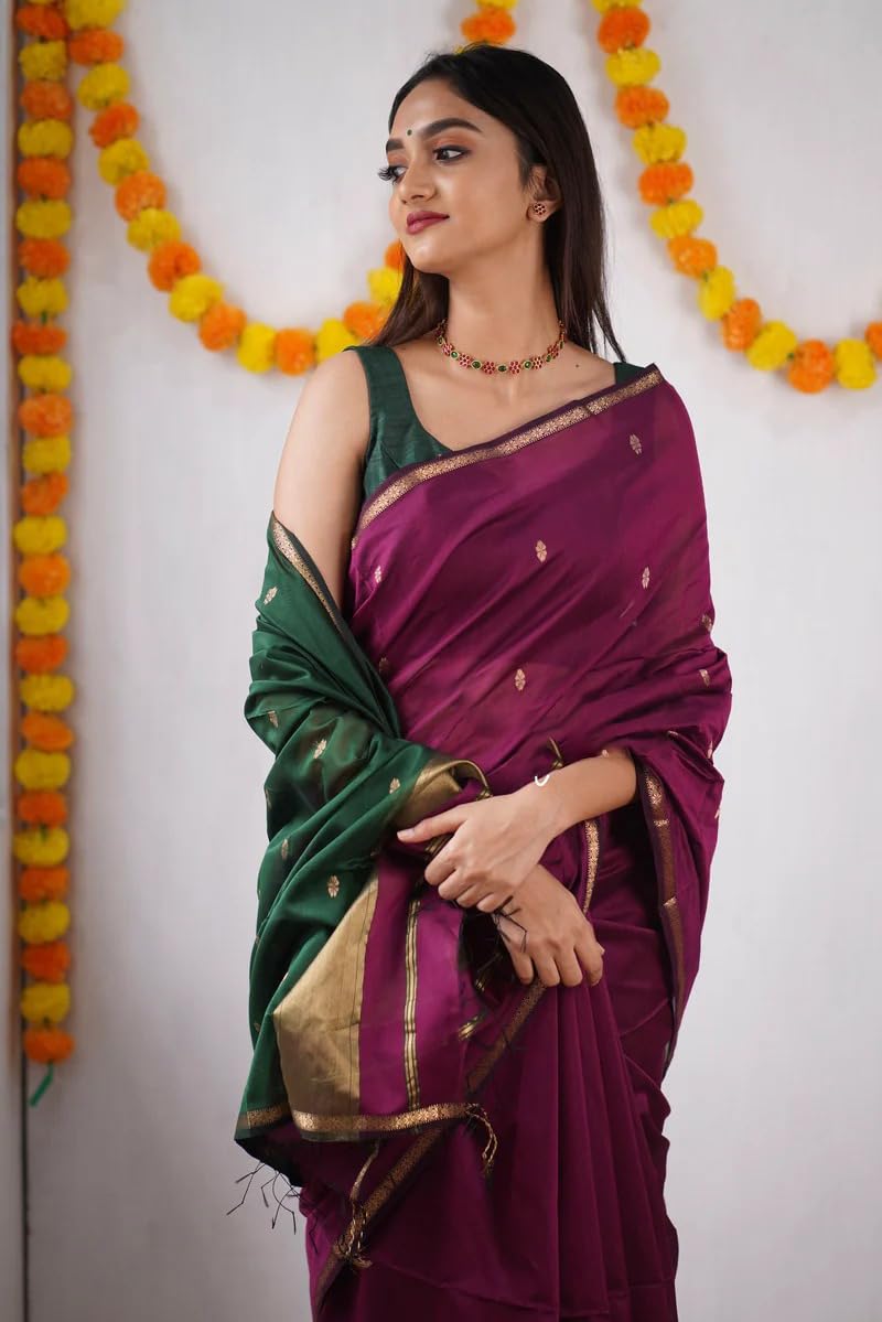 Women’s Printed Banarasi Cotton Silk Saree