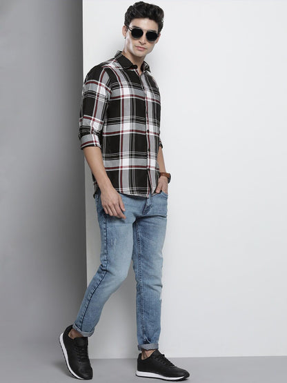 The Indian Garage Co Men's Cotton Slim Fit Checkered