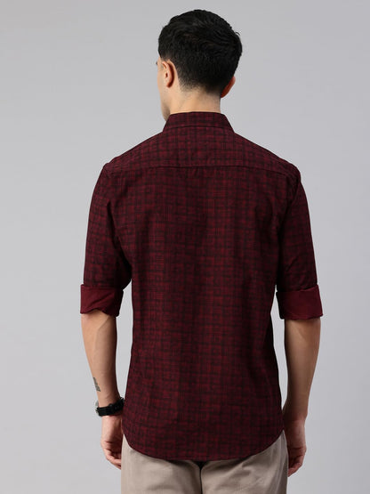 Majestic Man Cotton Checkered Slim Fit Casual Shirt