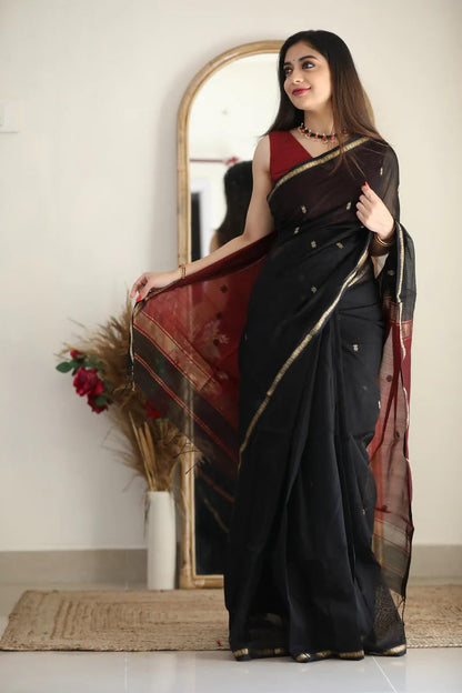 Women’s Printed Banarasi Cotton Silk Saree