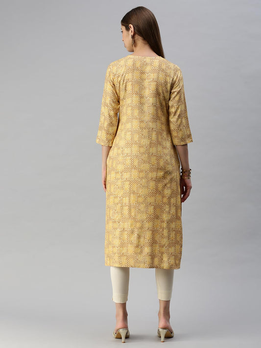 Shaily Cotton Blend Paisley V Neck Kurti for Women