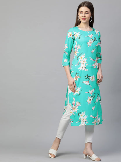 GoSriKi Women's Crepe Printed Straight Kurta