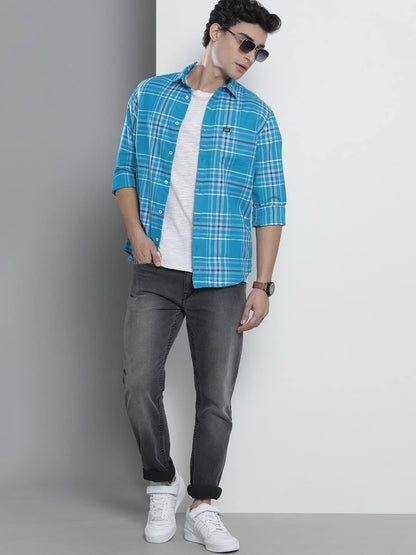 The Indian Garage Co Men's Cotton Slim Fit Checkered