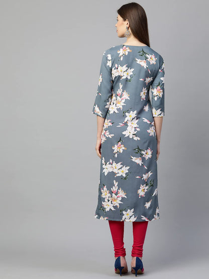 GoSriKi Women's Crepe Printed Straight Kurta