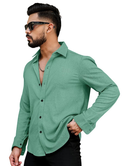 Men's Regular Fit Poly Popcorn Casual Shirt