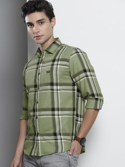 The Indian Garage Co Men's Cotton Slim Fit Checkered