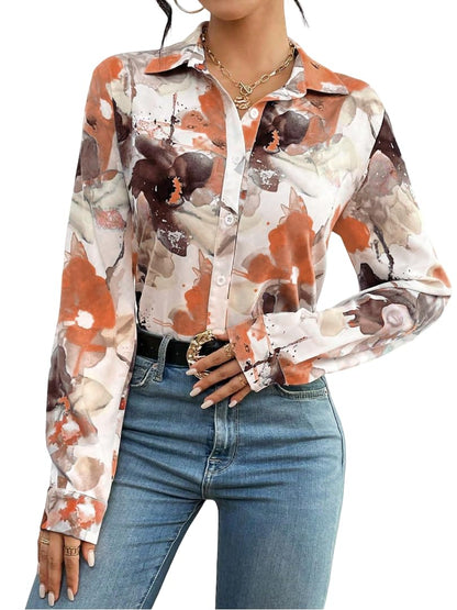 KATECLO Women's Full Sleeve Floral Print Shirt