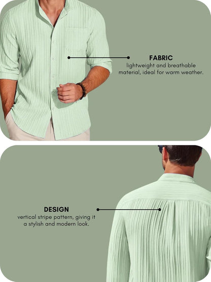 Leriya Fashion Casual Textured Button Down Regular Fit