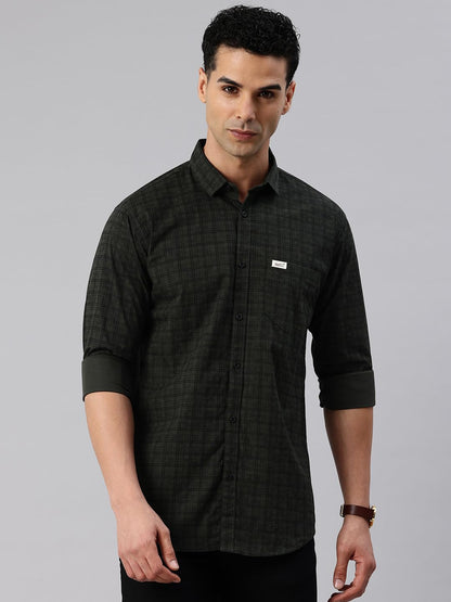 Majestic Man Cotton Checkered Slim Fit Casual Shirt