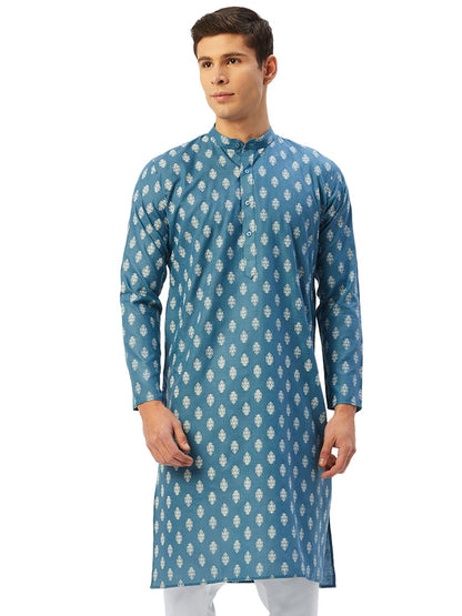 Jompers Men's Cotton Floral Printed Kurta