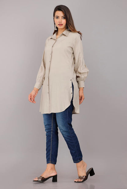 Myorica Women Regular Fit Spread Collar Casual Shirt