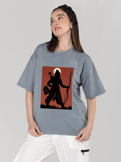CHKOKKO Women's Polyester Oversized Fit Oversized Round Neck Drop Shoulder Printed T-Shirt